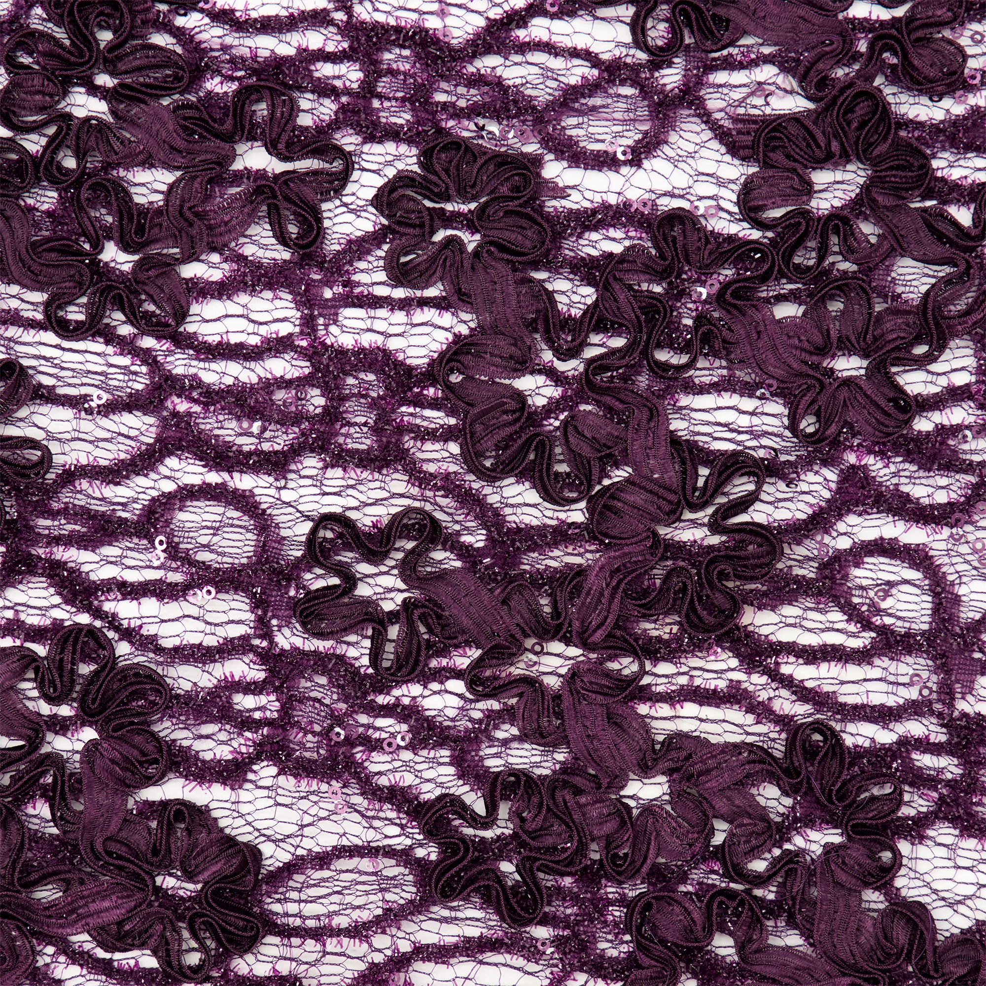 Zelouf Caen Ribbon Soutache Eyelash Lace  , Sewing, DIY, Crafts Fabric by the Yard, Baroque Plum, 10 Yard