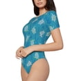 thumbnail image 2 of KLL Women 's Crew Neck Bodysuit Jumpsuits Sea Turtle Print Short onesies Stretch T Shirts, 2 of 7