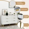 thumbnail image 5 of Fluted 6 Drawer Double Dresser, Wood Chest of Drawers, Modern Storage Cabinet for Living Room, Bedroom, 5 of 7
