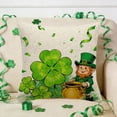 thumbnail image 5 of VBBHG St Patricks Day Shamrock Dwarf Gnome Pillow Cover, 17.71x17.71 Inch Clover Gold Coins Tiny Ladybug Cushion Case Decoration for Sofa Couch, 5 of 6