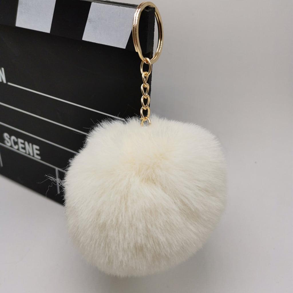 24 Pompons Charm 15mm En Fausse Fourrure Blanche - Pour DIY, Bijoux, Porte-clés - Marque Uxcell, Neuf