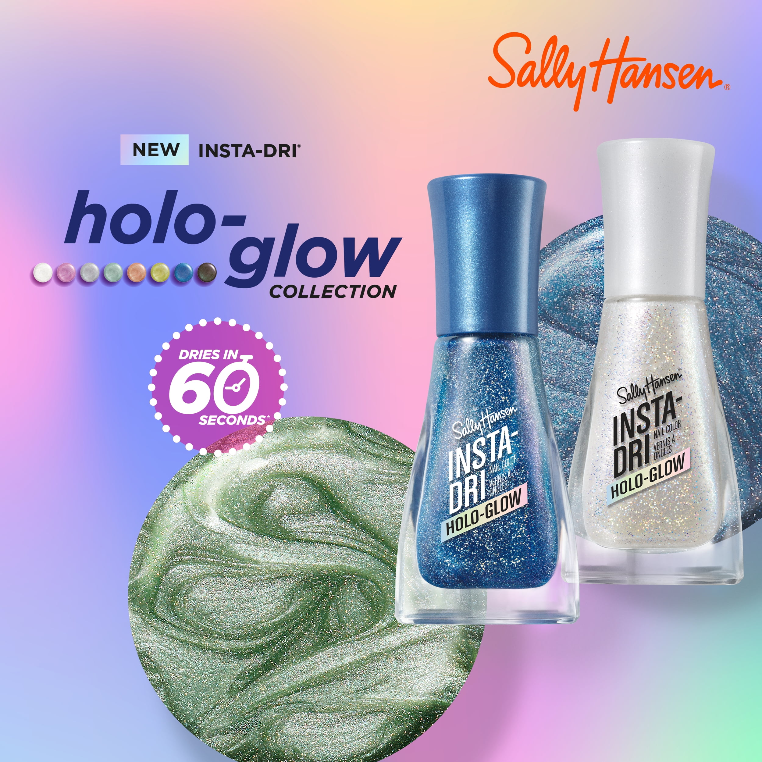 Sally Hansen Insta-Dri Nail Polish, Quick-Drying, Long-Lasting Shine, All That Shimmers (Holo-Glow Collection) 0.31 fl oz