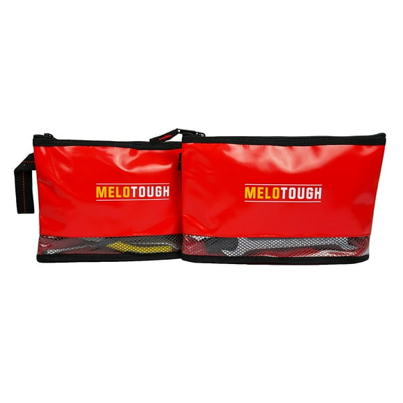MELOTOUGH Pochette à Outils à Fermeture Éclair 12 Pouces 2 Pack, Sac à Outils Polyvalent pour Petits Outils - Pochettes de Rangement, Accessoires pour Tous Vos Besoins orgainzation (Rouge Lot de 2)