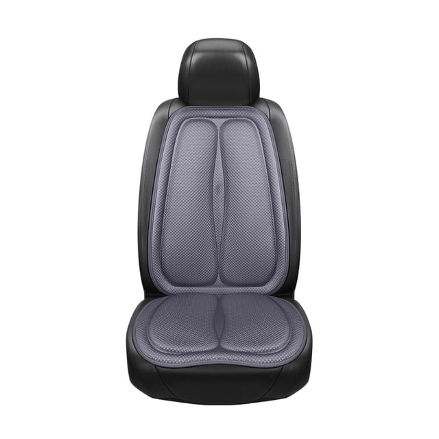 Grey Multi-Level Car Seat Cover With Backrest And Headrest Cooling Gel And Mesh Design For Driving Comfort