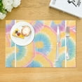 thumbnail image 4 of 4 Pce Oil Proof And Heat Insulation Tray Mat 12x18in Western Dining Table Tablecloth Mat For Family Banquet Picnic Yellow Tie-Dye Background Rainbow Colors_3, 4 of 8