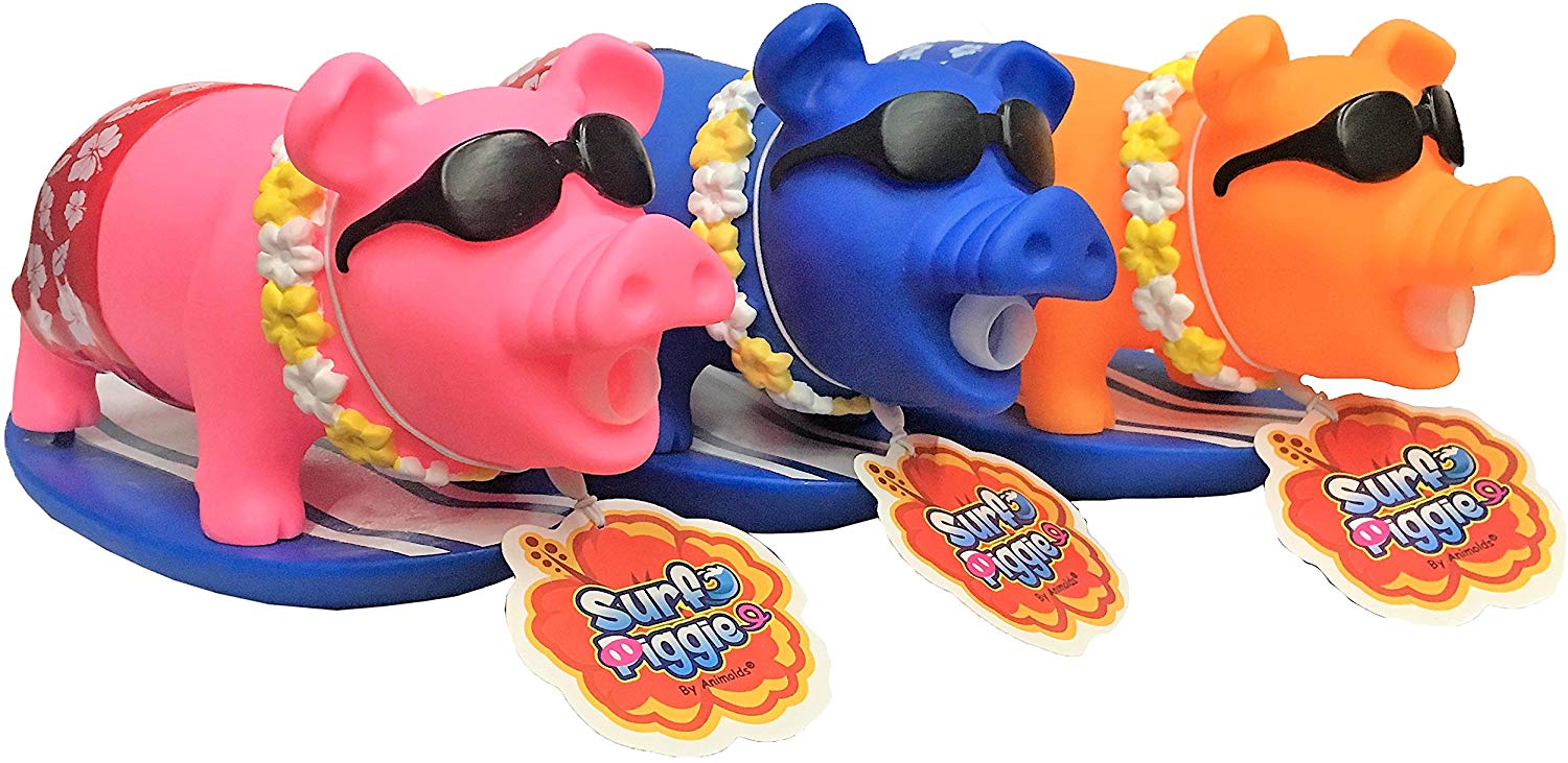 Surf Piggie The Surfing & Snorting Pig Stress Relief Squeeze Toy, Ideal Funny Novelty & Gag Gifts - The Perfect Sensory Toys for Kids or Prank Toy for The Office - By Animolds (12 Pack) - image 3 of 5