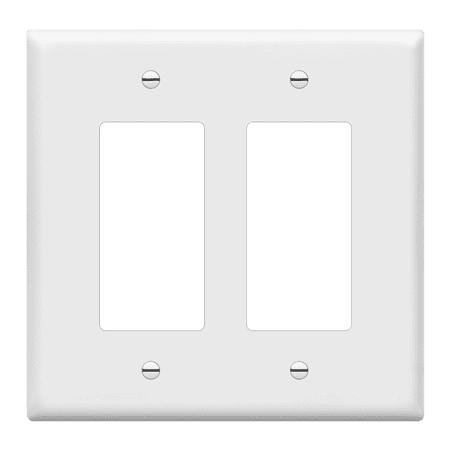 Product photo of ENERLITES Decorator Light Switch or Receptacle Outlet Wall Plate Mid-Size 2-Gang 4.88 x 4.92 Polycarbonate Thermoplastic UL Listed 8832M-W White in New/Like New condition