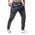 thumbnail image 3 of Styesk Men's Pants Men's Solid Color Drawstring Fashionable Casual Pants Full Length Pants, 3 of 7