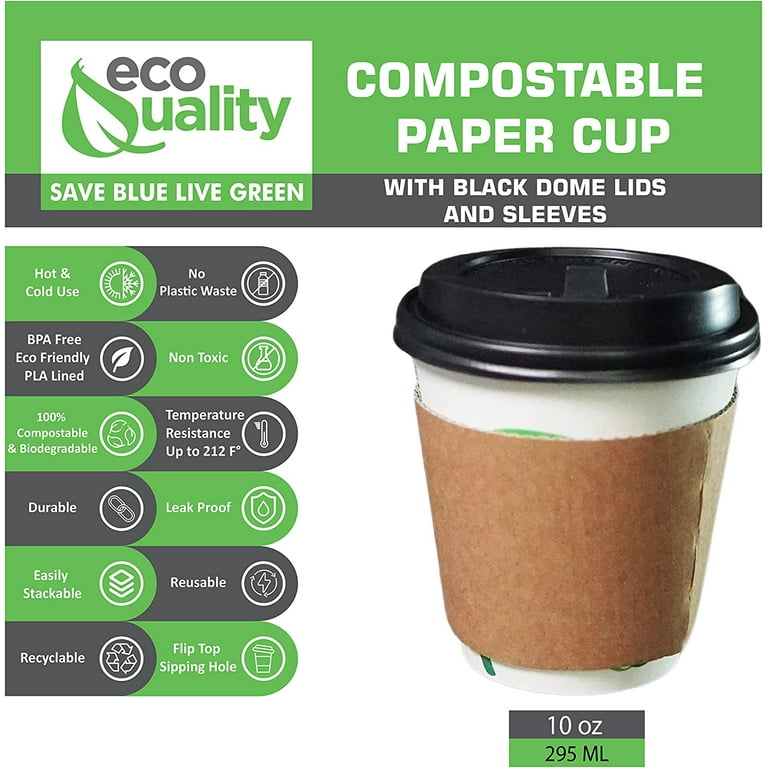 Biodegradable Plastic Cups  Compostable Cold Cups with Lids