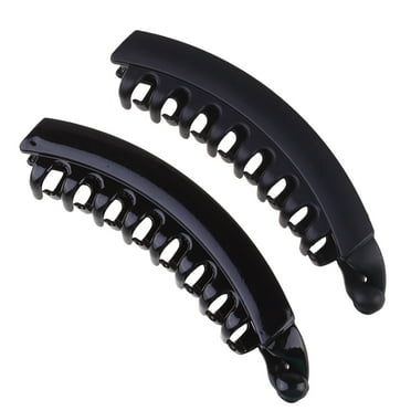 10PCS Large Size Banana Hair Clips Toothed Hair Clamps Spring Female Headdress for Women Use (2 Styles Black)