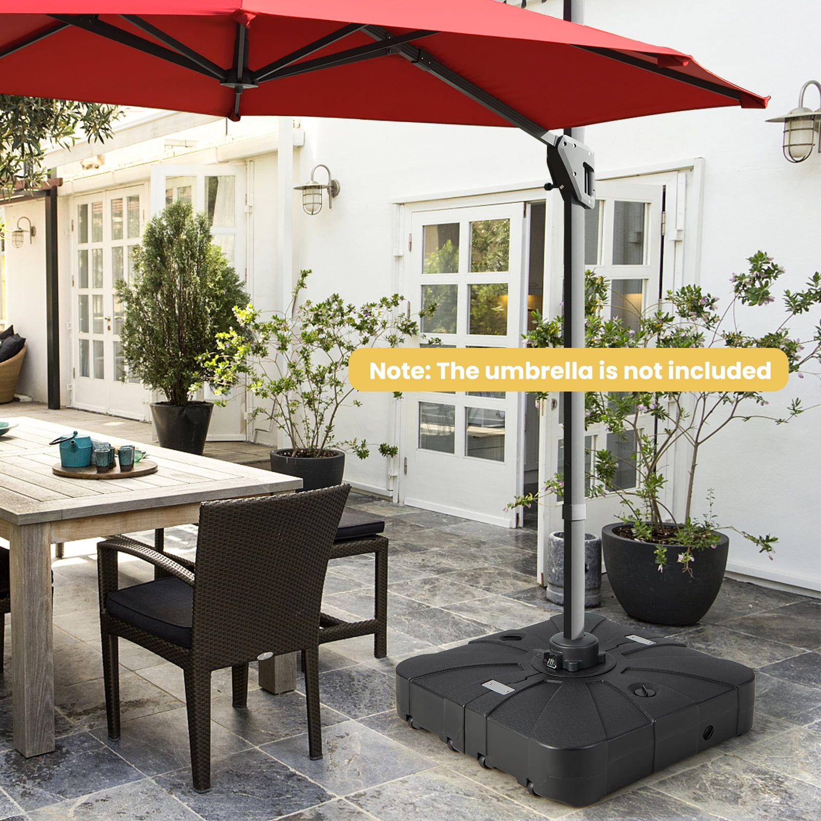 Gymax Patio Umbrella Stand Base Weight 4 Wheels W/Cross Base Black