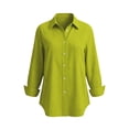 thumbnail image 5 of Wovilon Women's Gingham Check Button-Down Long Sleeve Shirt with Relaxed Fit, Collared Curved Hem Design for Spring Casual Office Work and Vacation Travel, 5 of 6