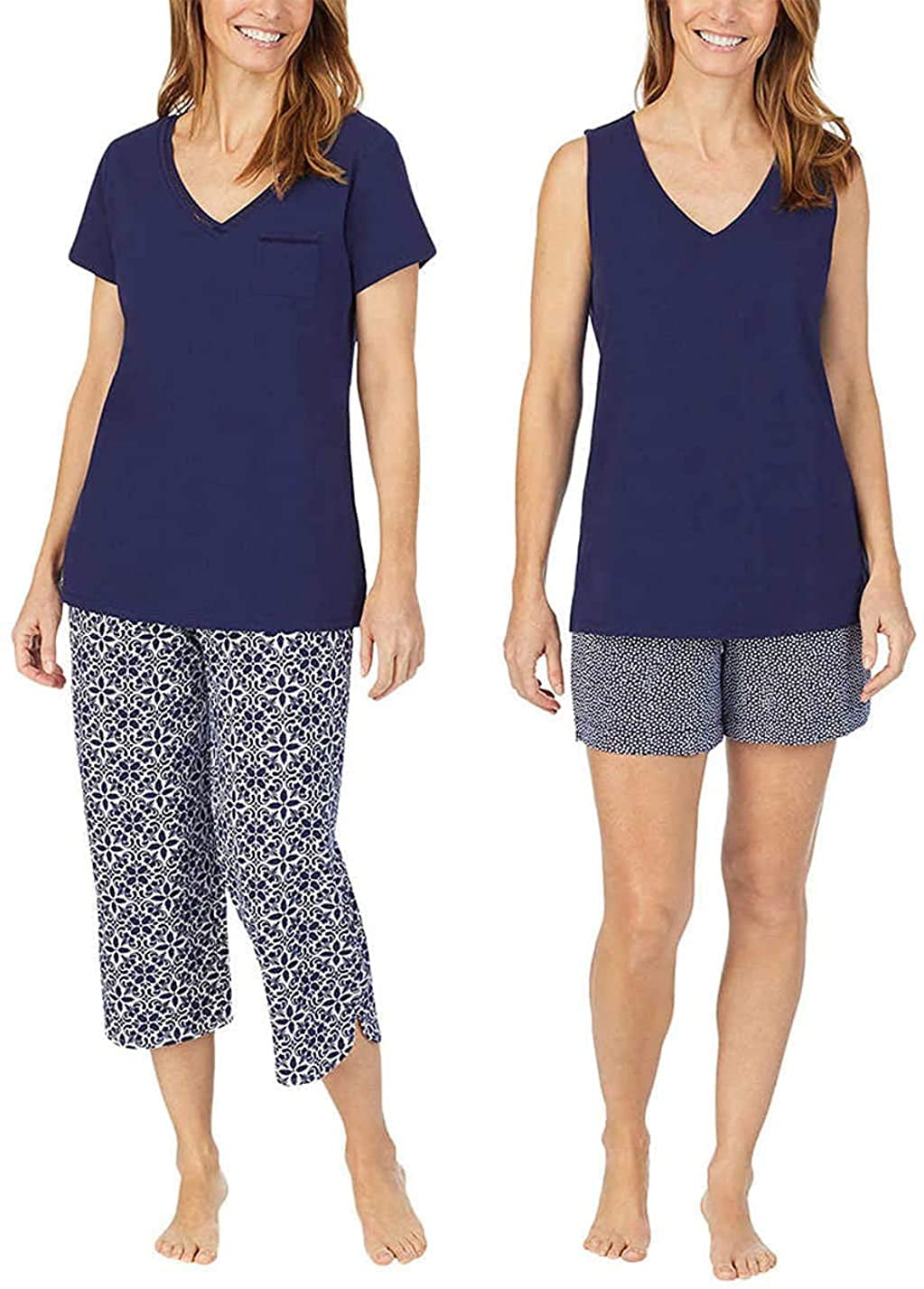 Carole Hochman Women's 4 Piece Capri Cotton Pajama Set Grey XL New 