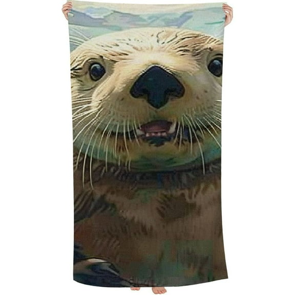 PHYHOO  Cute Otter Water Beach Towel, Absorbent Quick Dry Swimming Yoga Beach Towels, Sand Free Microfiber Beach Towel 30x60in