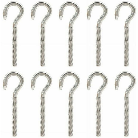 M6 Hook Bolt Screw Ring - Hook 304 Stainless Steel High Hardness Steel Hook Bolt Hanging Item Screw Hook for Hanging Chandeliers Crafts Ceiling Hooks, 10 PCS