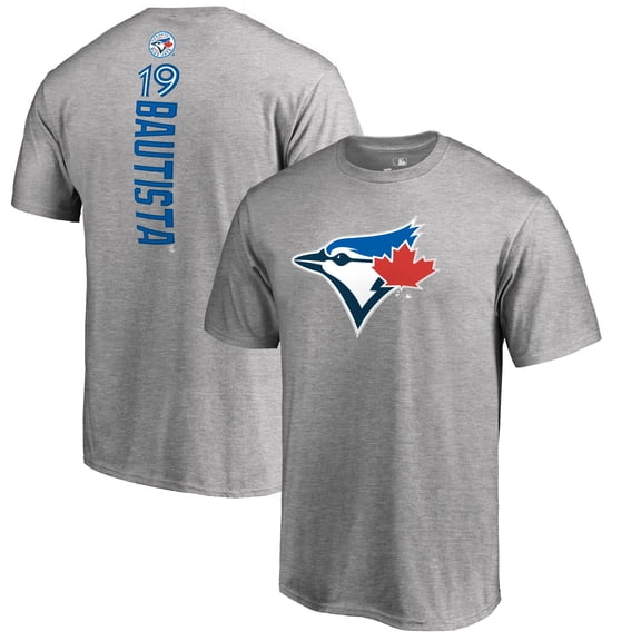 Men's Jose Bautista Heather Gray Toronto Blue Jays Backer Name & Number T-Shirt