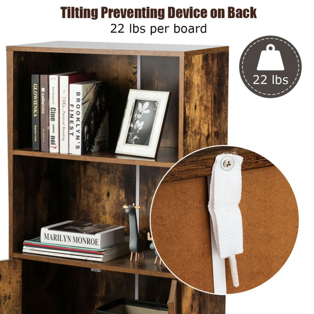 Demi Bonn 2-Tier Retro Bookcase Bookshelf with 3 Compartment, Brown