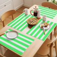 thumbnail image 5 of Green Striped Placemats Set of 6 Modern Simple Monochrome Geometric White Place Mats Indoor Wipeable Table Mats Washable Cloth Dining Table Placemats for Kitchen Holiday Party Home Decor 13x19 Inch, 5 of 9