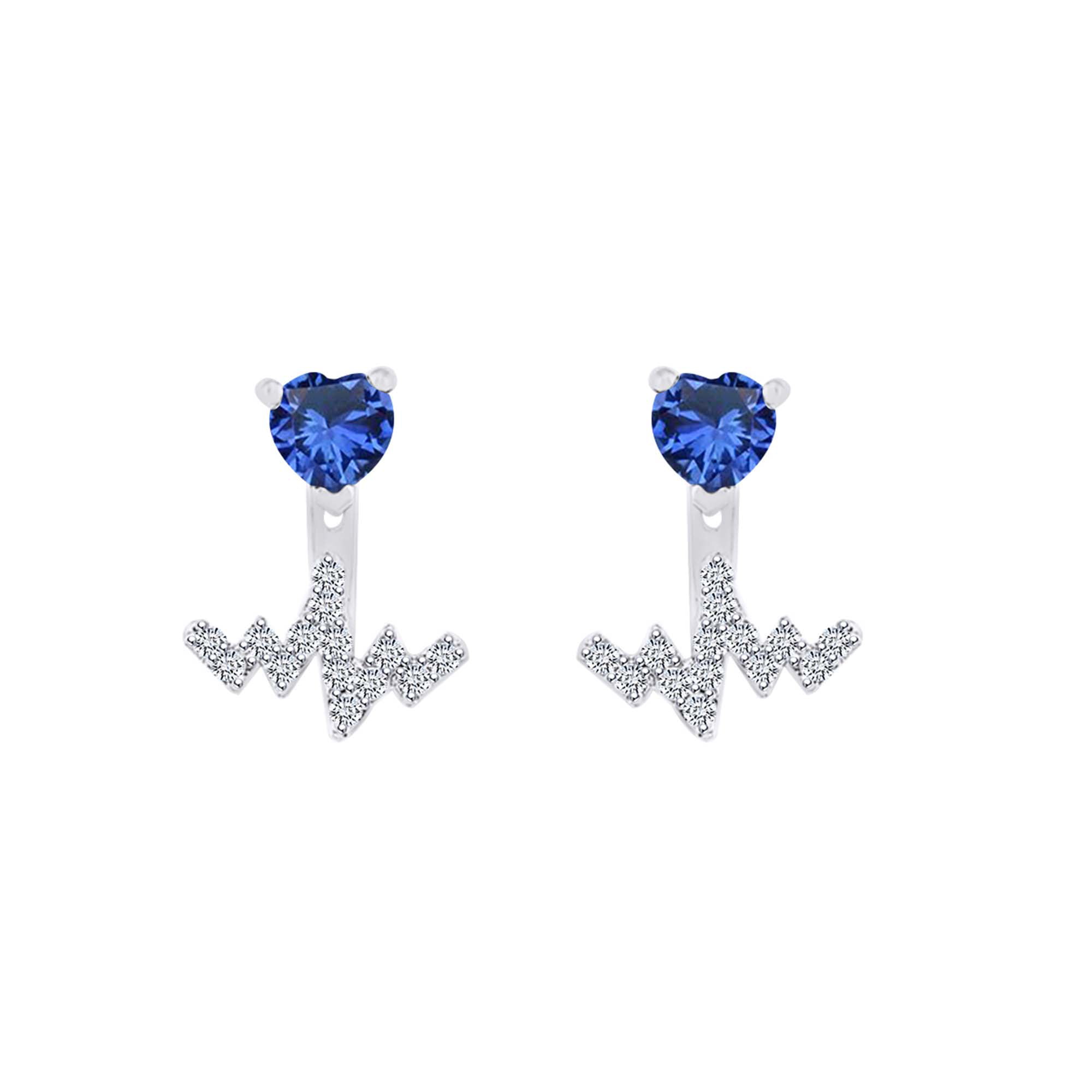 wishrocks Simulated Pink & Blue Sapphire Infinity Hoop Earrings 925 Sterling Silver