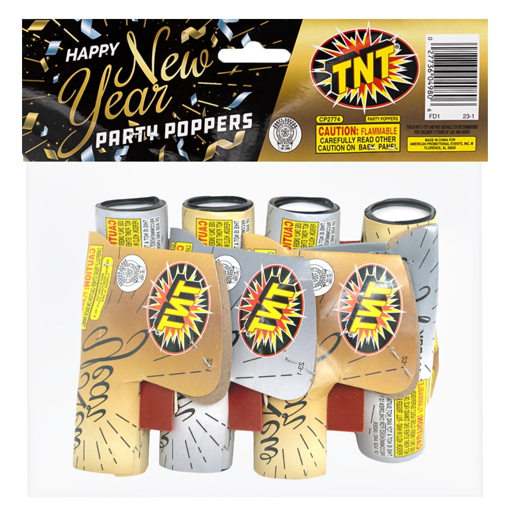 New Year's Magnum Popper, TNT Fireworks, Gold and Silver Confetti Poppers