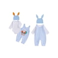 thumbnail image 2 of BemeyourBBs Newborn Baby Boy My First Easter Outfit Long Sleeve Romper Bunny Embroidery Plaid Overalls Jumpsuit Rabbit Ears Hat 3 Piece Spring Set, 2 of 9