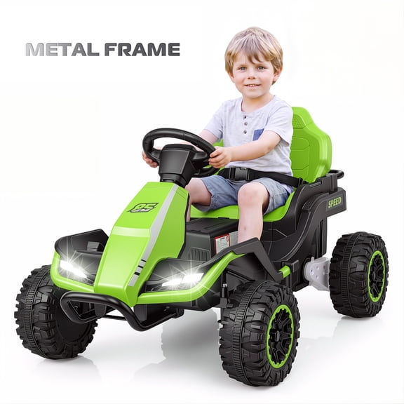 Farmdex 24 Volt Ride on Toys with Remote Control, 7AH Battery Ride on Cars, 4 Wheeler Quad ATV, Electric Car for Kids w/ Bluetooth, Music, Battery Display, LED Light Control, 5 MPH, Green