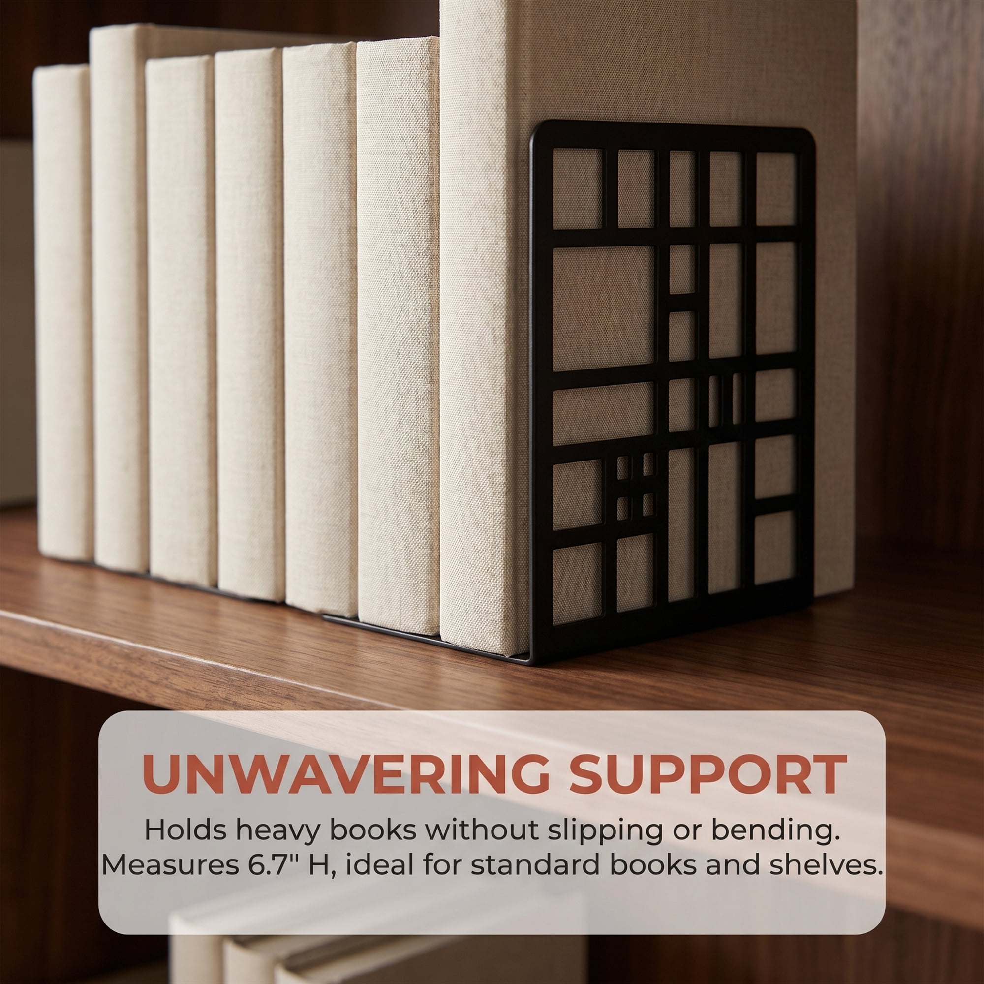 Unique Bargains Geometric Metal Bookends Decorative Book Ends for Shelves Black  Style A 4.7"x3.7"x6.7"