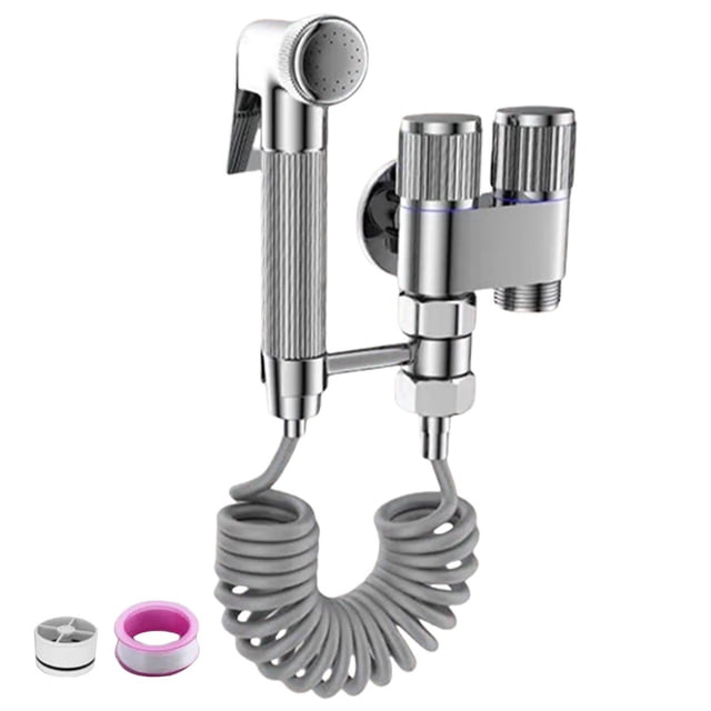 QJUHUNG easy installs Toilet Handheld Bidet Sprayer with 1 In 2 Out Valves Small Faucet Sprayer Set Suitable for person Health