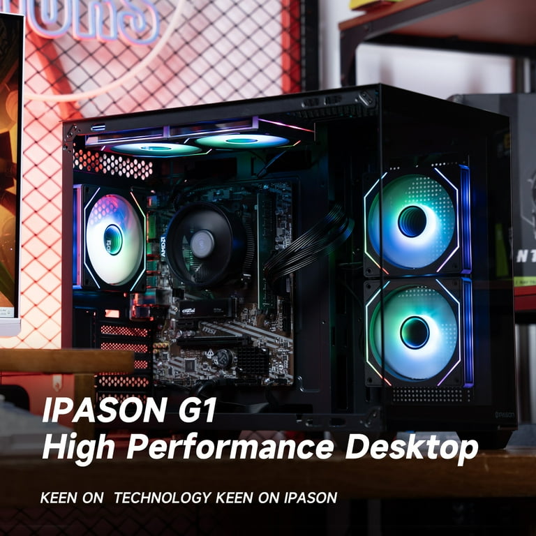 IPASON Gaming Desktop PC, Amd Ryzen 5 5600G 6 Core 3.9GHz, AMD Radeon Graphics Igpu, 1TB SSD, 16GB DDR4 Ram, Windows 11 Home