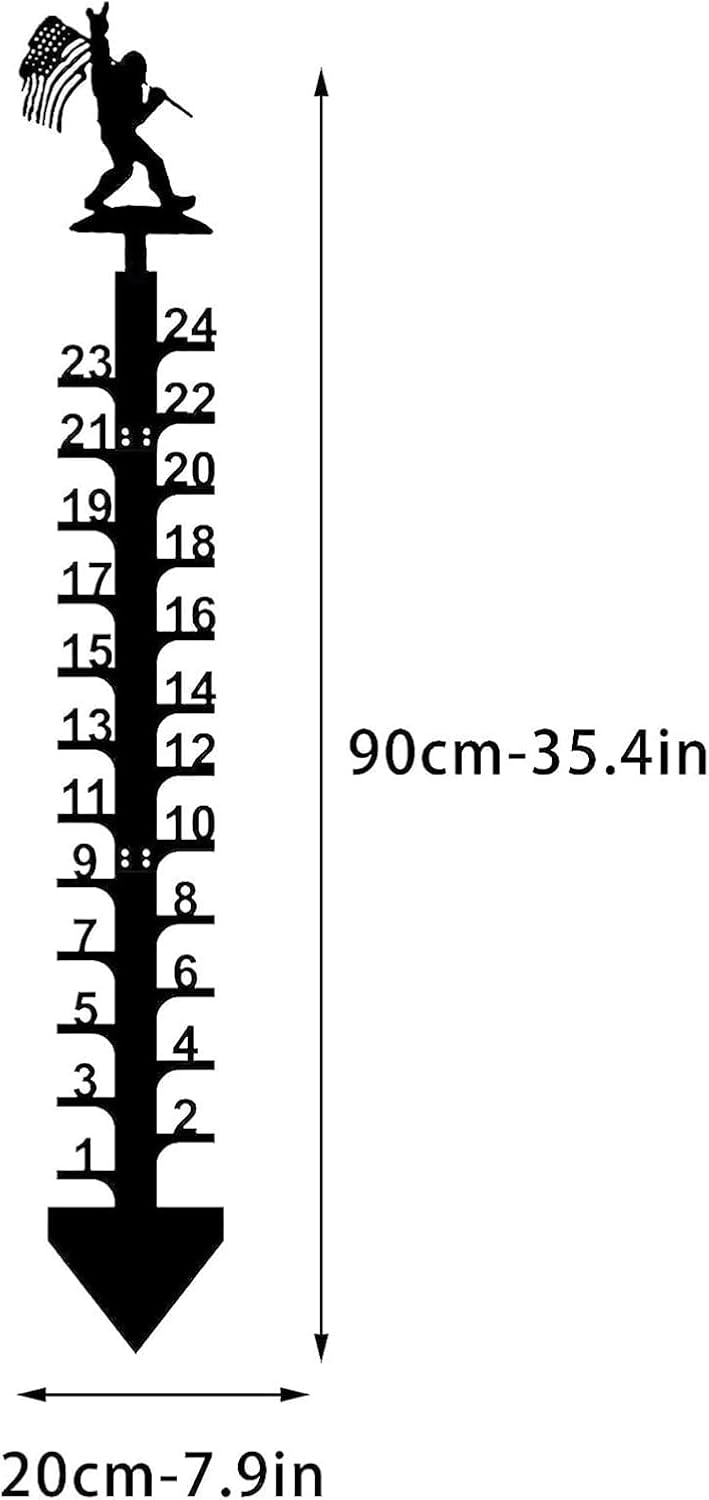 Snow Measuring Stick, 24inch Snow Gauge, Outdoor Measuring Gauge, Metal Detachable Snow Measuring Stick, Rain Gauge Garden Stakes for Yard, Lawn & Garden, Easy to Read