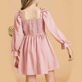 thumbnail image 3 of MEZZALL Little Girls Kids Summer Chiffon Ruffle Mini Dress Square Neck Sleeve Short Dress Smocked Soft Toddler Sundress, Pink, 10-11 Years, 3 of 8