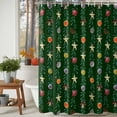 thumbnail image 3 of Shower Curtain 66"W x 72"L Christmas Colorful Balls Red Berry Leaves Green Fabric Shower Curtains Set with Hooks Water Repellent Bathroom Curtains Machine Washable Bathroom Accessories, 3 of 9