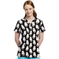 thumbnail image 1 of Allure by White Cross Women's V-Neck Cat Print Scrub Top, 1 of 1