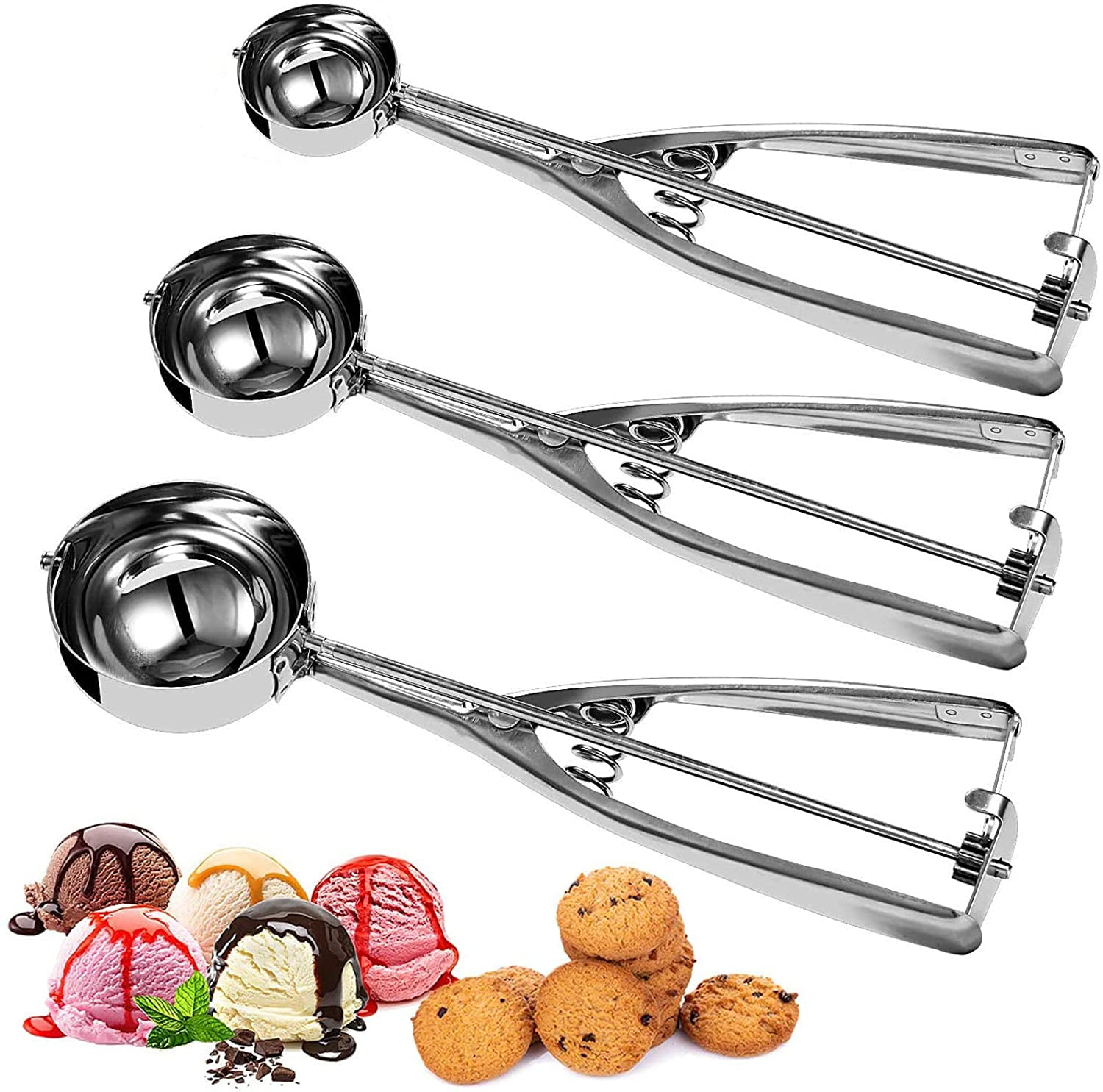 Easy Trigger Stainless Steel Ice Cream Scoop Cookie Dough Water Melon  Scoop HOT 