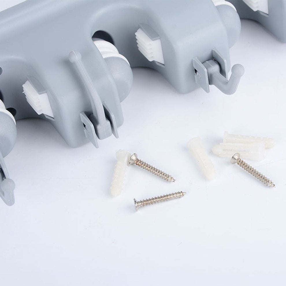 2021 NEW ABS mop rack Storage broom handle rack Mop Holder Hanger 5 Position Home Kitchen