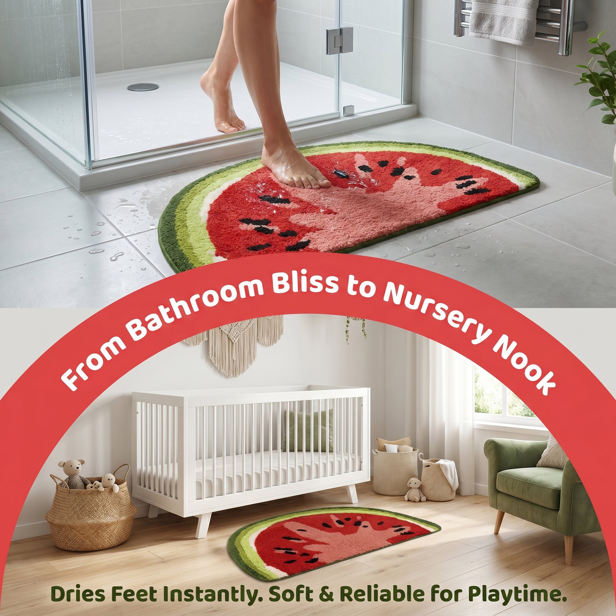 Unique Bargains Printed Faux Fur Bathroom Rug Soft Absorbent Plush Mat Red 32" x 18"