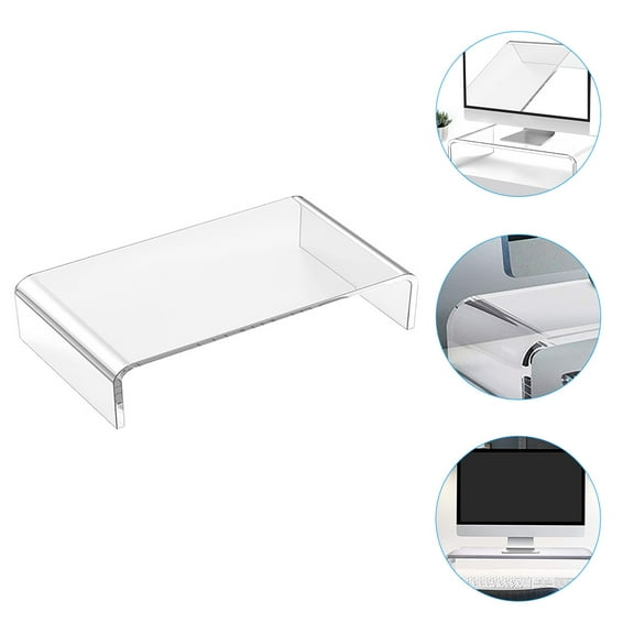 OUNONA Elevated Monitor Stand with Acrylic Material for Storage Transparent Ergonomic Design Fits Any Desk