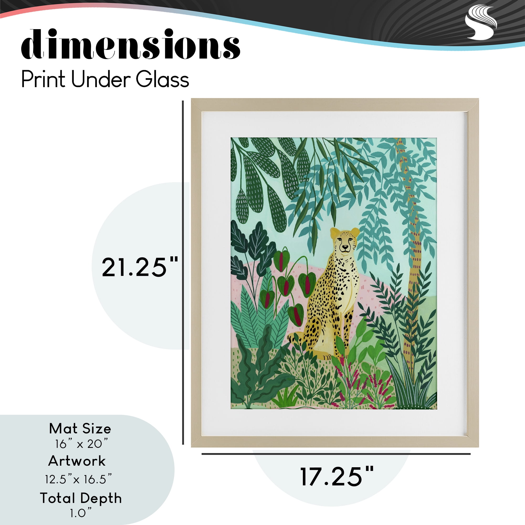 Stoic Leopard Tropical Forest Birch Framed Print Under Glass, design by Nabeela Rumi