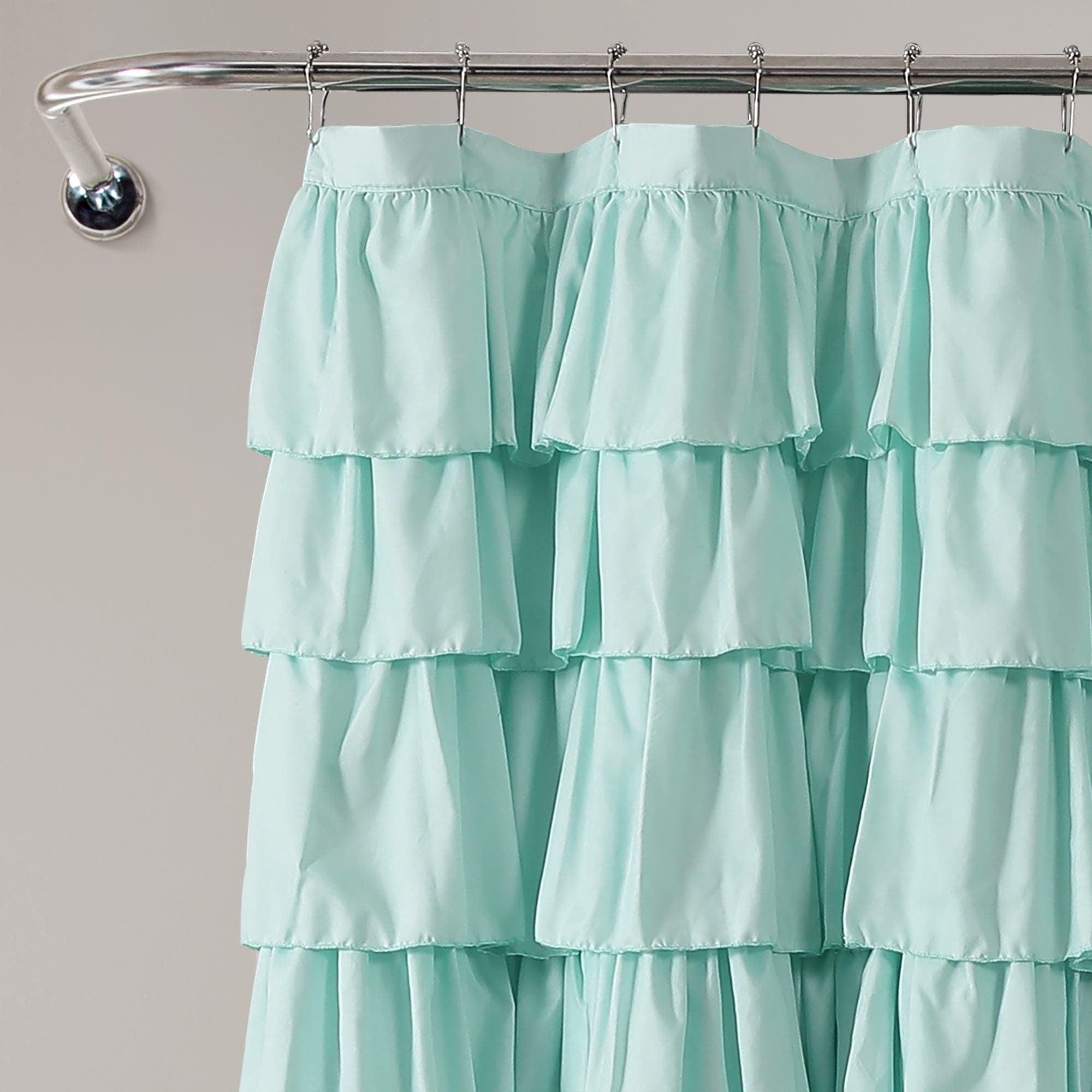 Lush Decor Ruffle Textured Shower Curtain, 72x72, Light Gray, Single