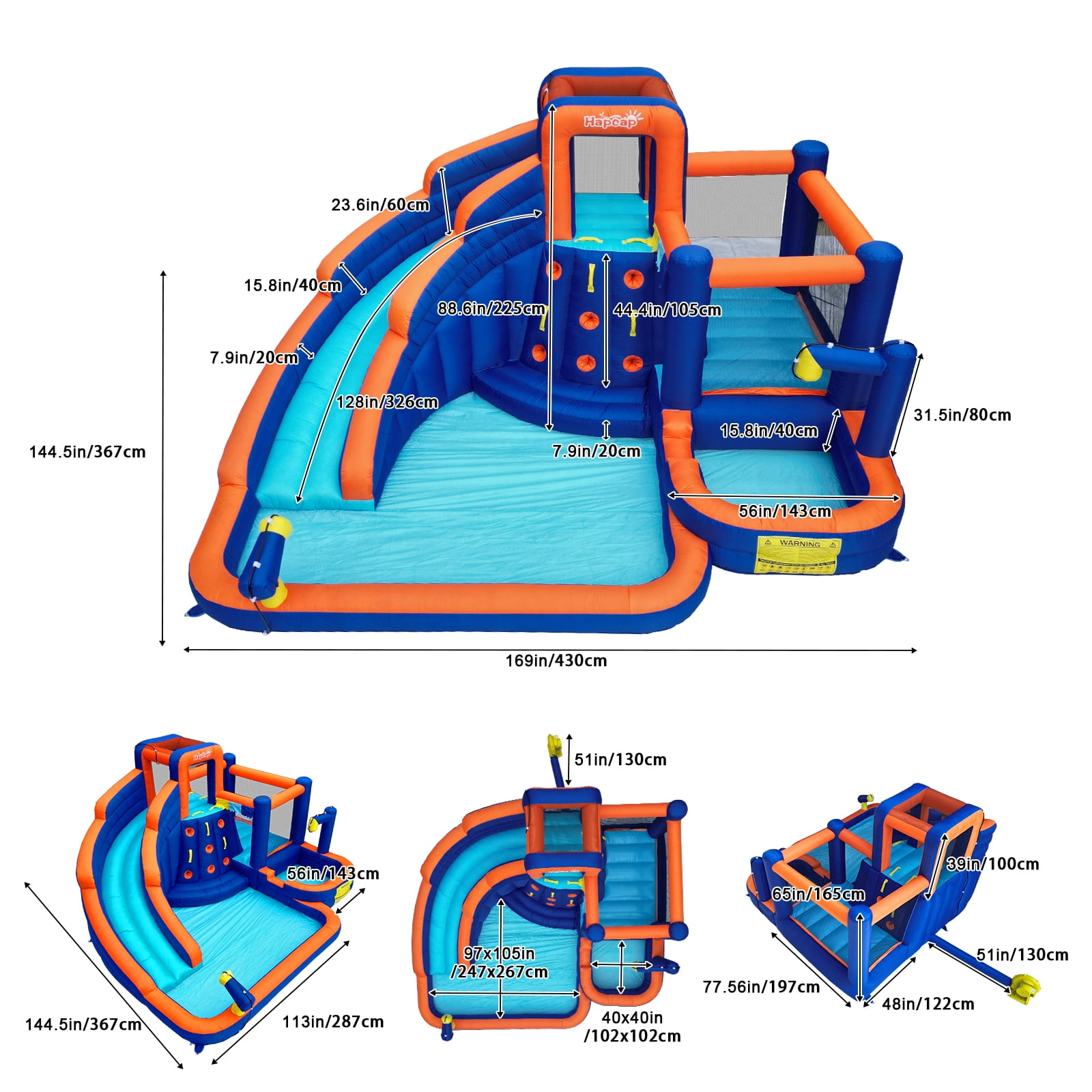 Hapcap Kids Inflatable Water Slide & Bounce House with 2 Pools and Air Blower for Backyard
