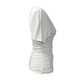 thumbnail image 5 of LWavelet Womens Plus Size One Shoulder Short Sleeve Top Twist Fitted Summer Daily Casual Comfortable Blouse White S, 5 of 7
