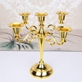 thumbnail image 2 of Candelabros metálicos de 5 brazos, portavelas de hierro, decoración del hogar, 5 colores Oro, 2 of 6