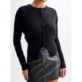 thumbnail image 3 of SUNSIOM Women's Knit Cardigan Solid Color Ribbed Long Slim Sleeve Button-front Closure Sweaters, 3 of 6