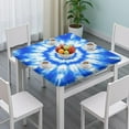 thumbnail image 3 of Blue Tie Dye Mandala Pattern Square Fitted Tablecloth with Elastic Edge,Square Table Cover,Washable Elastic Table Cover for Home Kitchen Party Decor 36"x36", 3 of 6