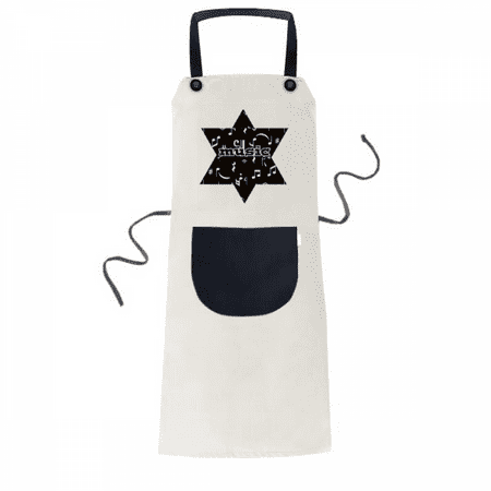 

White Music Bar And Notes Black Apron Cooking Bib Beige Kitchen Pocket Women Men