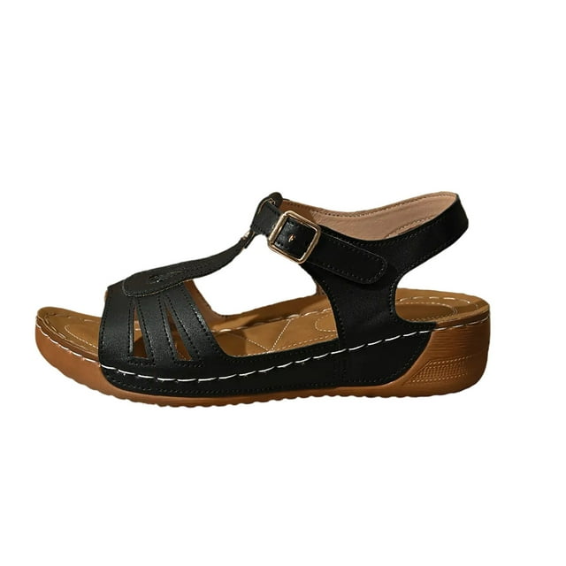 VEKDONE Sandales à Plateforme pour Femmes Mode Décontractée Tête Ronde Confortables Sandales de Plage Décontractées