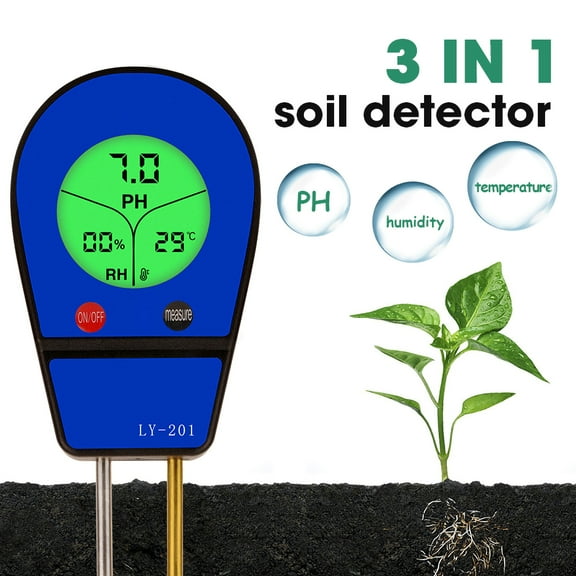 CNDRLEF 3-in-1 Soil Moisture Meter, Digital PH Meter for Soil, Temperature & Moisture Tester with Backlight LCD,Display for Gardening, Farming and Outdoor Plants