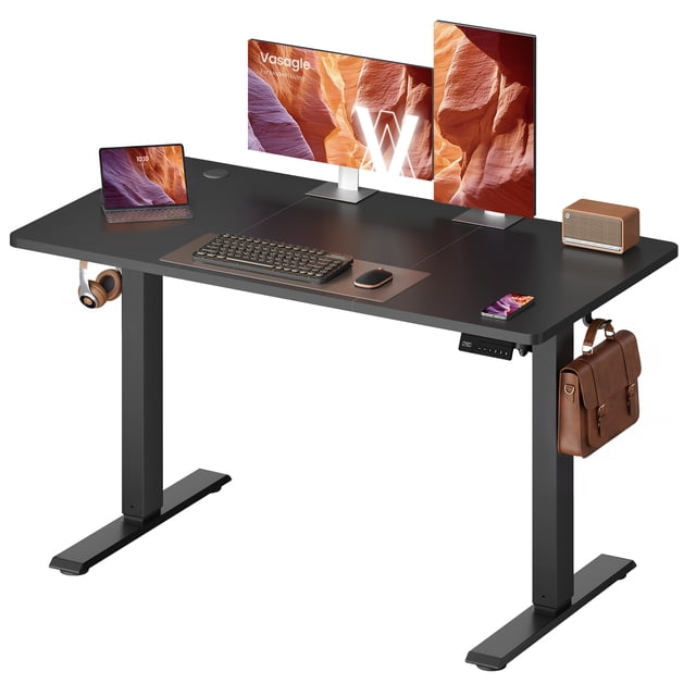 Bureau à Hauteur Réglable, Bureau Debout Électrique, 4 Hauteurs Mémoire, Rappel de Sédentarité, 120 x 60 cm, Noir