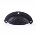 thumbnail image 5 of Antique Black Cabinet Drawer Cup Bin Pull Cast Iron 3.7" W x 1.5" H Unique Decorative Kitchen Dresser Pull Handles Rust Resistant Bin Pulls w/Hardware | Renovators Supply Pack of 4, 5 of 6