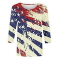 thumbnail image 5 of Red White and Blue T-Shirts for Women Independence Day Shirts for Women American Flag Tees 4th of July T Shirt Women Fashion Tees Casual Crewneck 3/4 Sleeve Loose T Shirt Ladies Blouses Shirts, 5 of 5